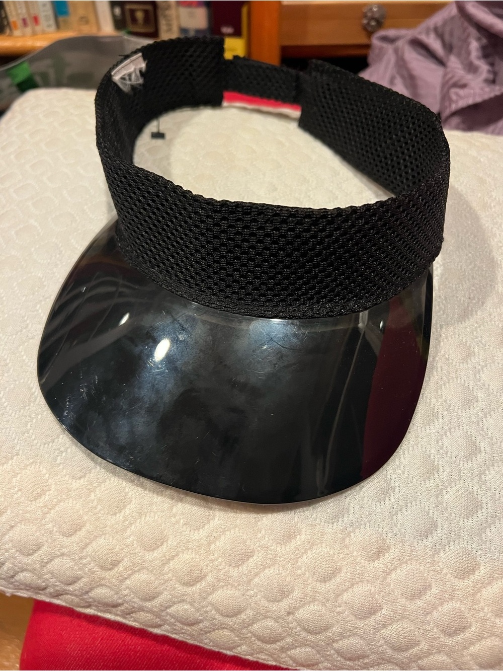 Men's Black Mesh Visor with Glossy Black Brim